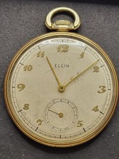 44MM Vintage 1948 Elgin 546 Dura Power Pocket Watch 15 Jewels 10K GF Working