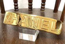 Chanel barrette hair clip logo Gold