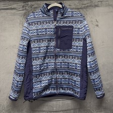 Vineyard Vines Fair Isle Fleece Jacket Full Zip Men's Medium Blue Snowflake