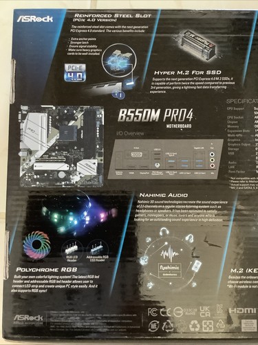 ASRock B550M PRO4 AM4 AMD B550 SATA 6Gb/s Micro ATX AMD Mainboard. Neu - Bild 6 von 6