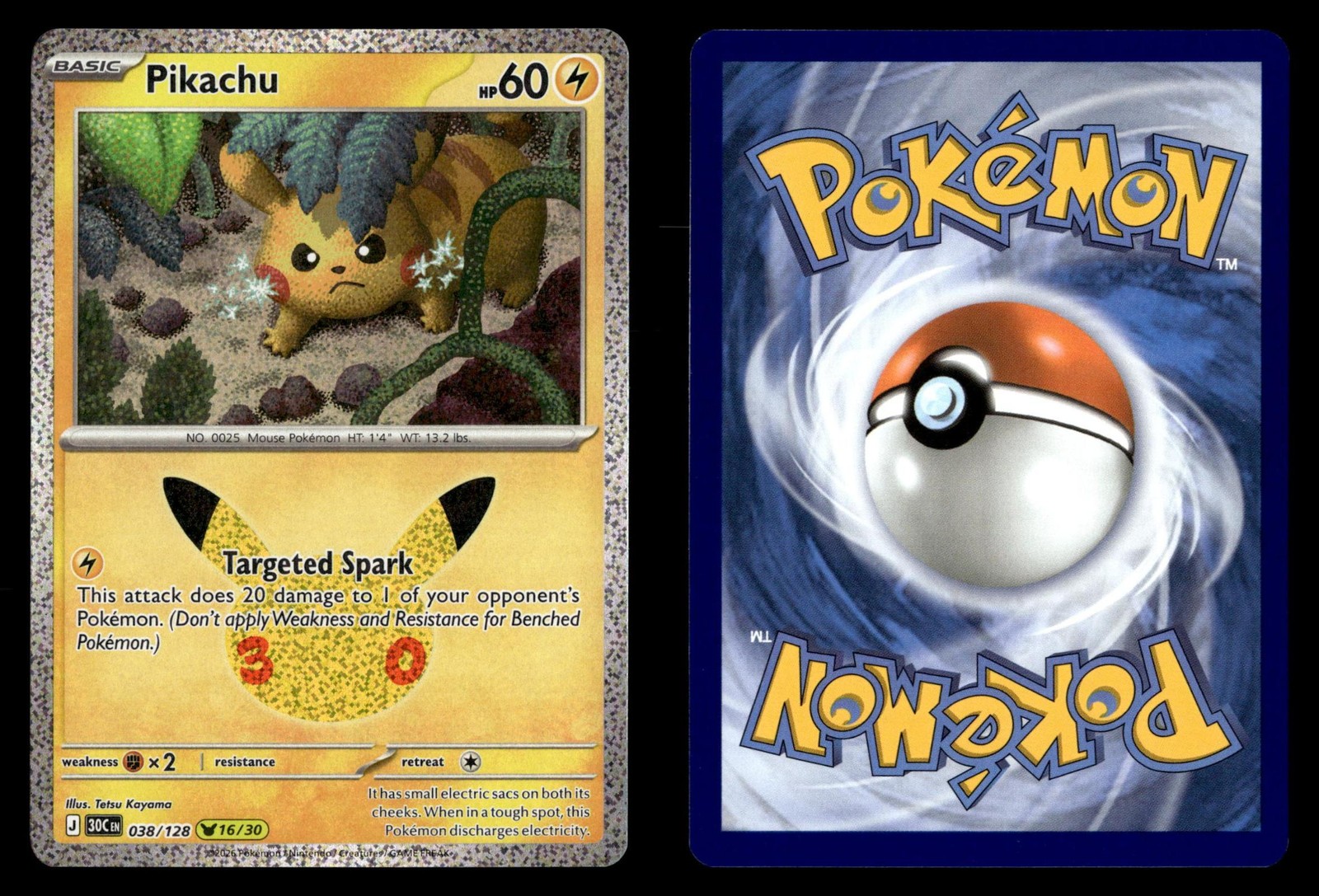 Pikachu 038/128 Pikachu Rare Holo ME: 30th Celebration Pokemon Card
