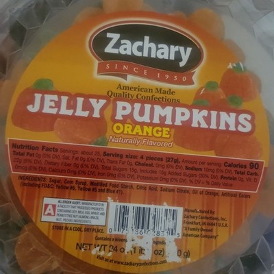 Zachary Confections Fancy Jelly Pumpkins Candy - 16 oz Tub,