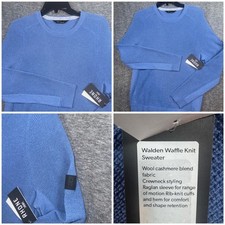 RHONE Mens XXL Walden Waffle Knit Sweater Blue Horizon Wool Cashmere Blend NEW