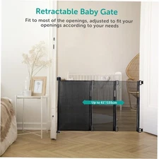 Retractable Mesh Baby Gate 34" Tall Extends up to 61" Wide Baby Safety Gate UHHF