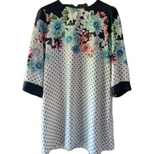 Zara Floral Polka Dot Tunic Dress L – Cottagecore Retro Print Shift Layering NWT