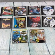 Lot of 10 Vintage PC Games CDs NASCAR Need for Speed 2 Racing Madness Combo Pack