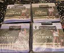 4 No Nonsense Pantyhose Sheer Endurance Control Top Size A Midnight Black