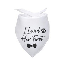 1 PC I Loved Her First Dog Bandana Bridal Party Engagement Photo Prop White