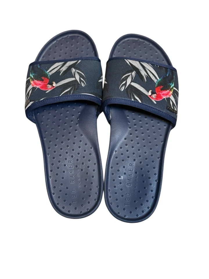 Ted Baker Hombre Sauldi Tobogán Azul Oscuro Tropical Verano Loro Talla 42 (9 EE. UU.) Foto 2 de 4