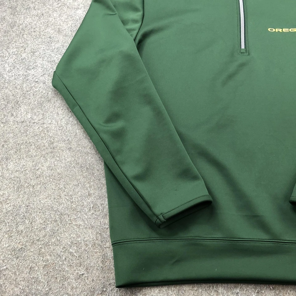 Camisa Oregon Ducks Para Hombres Mediana Verde NCAA Fútbol Cuarto Cremallera Pullover Antigua Foto 2 de 4