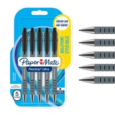 Paper Mate Flexgrip Ultra Retractable Ballpoint 5 count (Pack of 1), black