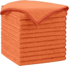 AIDEA Microfiber Towels 12 Pack 12"x12" Absorbent Lint-Free Orange