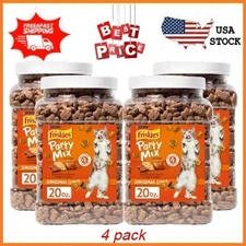 4 Tub Friskies Cat Treats, Party Mix Original Crunch, 20 oz. Canister, Free Ship