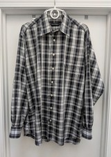 Bullock & Jones Button Up Shirt Black White & Gray Check Men's XL Made in USA