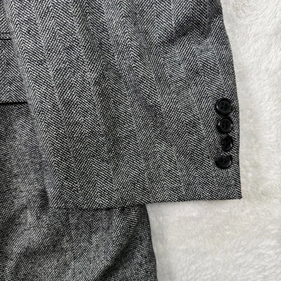 Hickey Freeman Mens 54L Gray Herringbone Tweed Wool Blazer 2-Button Preppy GUC - Image 3 of 4