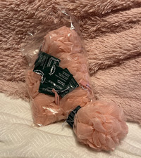 Pink Mesh Bath Loofah Shower Pouf Exfoliating Body Scrubber Large 6 pk