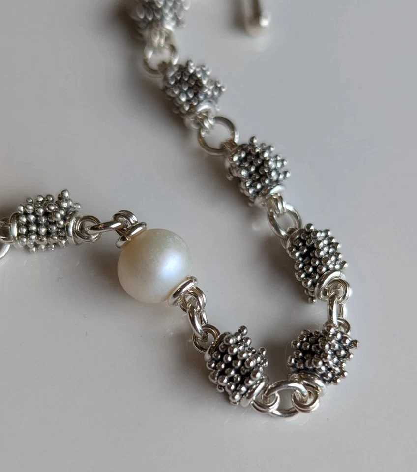 Michael Dawkins - Pulsera de plata de ley con palanca de perlas Foto 2 de 4