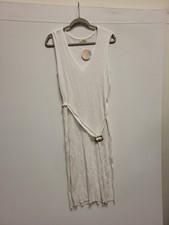 Jolie & Joy White Dress 2X Plus Size Sleeveless Ribbed Knit Midi Belted Casual