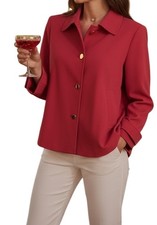 Calvin Klein Sz 8 Women's Pink Button Up Classsic Mature Blazer Jacket Blazer