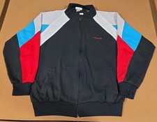 Vintage 80's Adidas Track Jacket Men  s L Trefoil Red,Teal,White Full Zip 25x27 