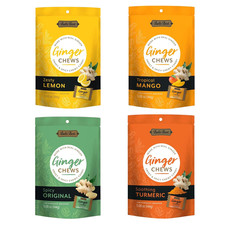 Ginger Chews, Variety Pack, 5.08 Oz 4 Pack , Individually Wrapped Soft Candy, M