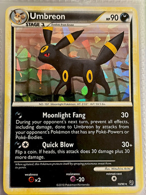 Umbreon 10/90 Undaunted Holo Rare Holo English 2010 90 HP Stage 1