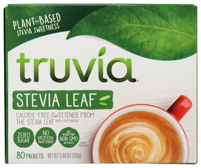 Truvia Stevia Leaf Calorie-Free Sweetener Packets 80 Count Tea