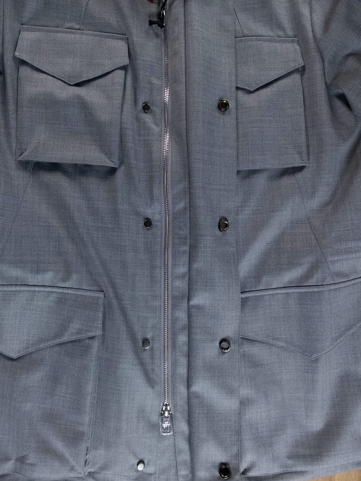 (NO CUSTOMS TAX) MONTECORE Italy gray hooded wool jacket Size XXL authentic image 8