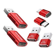 Data Blocker, USB A  USB C Data Blocker for iphone15 16 and Any USB C Red