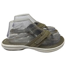 Clarks Breeze Sea Womens 8 Flip Flop Sandals Taupe Tan Beige Neutral Adjustable