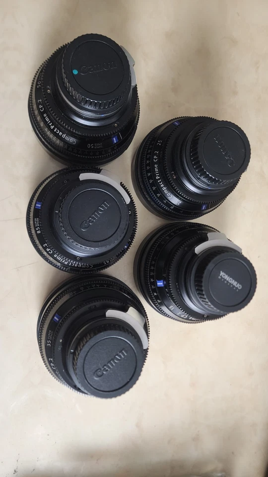 Zeiss CP.2 Lentes EF Mount 5set lente (15,25/2,1,35/1,5, 50/1,5,85/1,5) canon ef