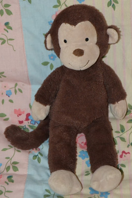 Süßer brauner Mothercare Affe Schimpanse weiches Plüschtier ca. 12 Zoll flach gelegt