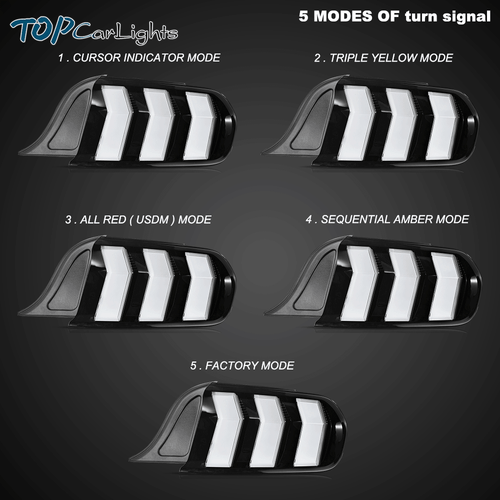 VLAND Clear LED Tail Lights For 2015-23 Ford Mustang 5 Modes w/Sequential Lamps - Picture 2 of 15