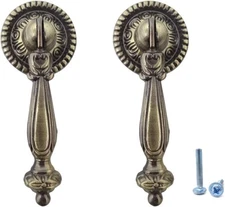 Honbay 2PCS Antique Style Bronze Metal Drawer Tear Drop Cabinet 