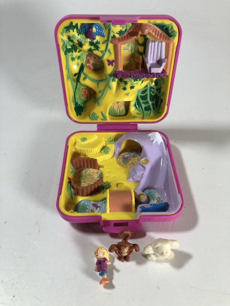 Vintage 1989 Bluebird Polly Pocket Wild World Zoo Compact With Animals & Doll