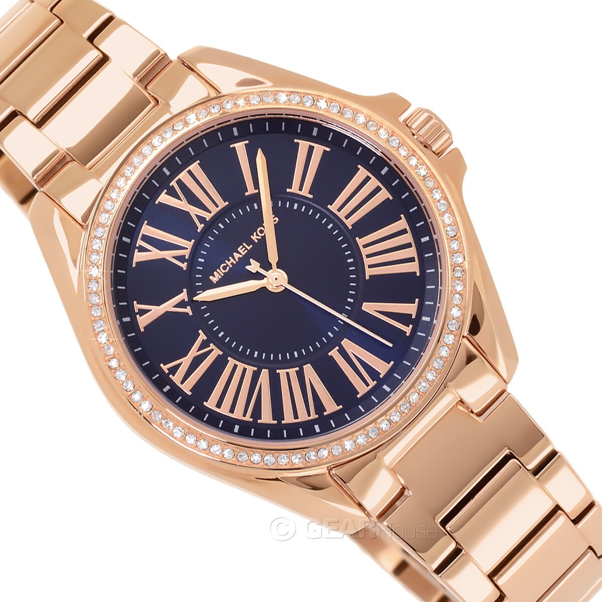 Michael Kors Kacie Womens Rose Gold Pave Crystals Watch 