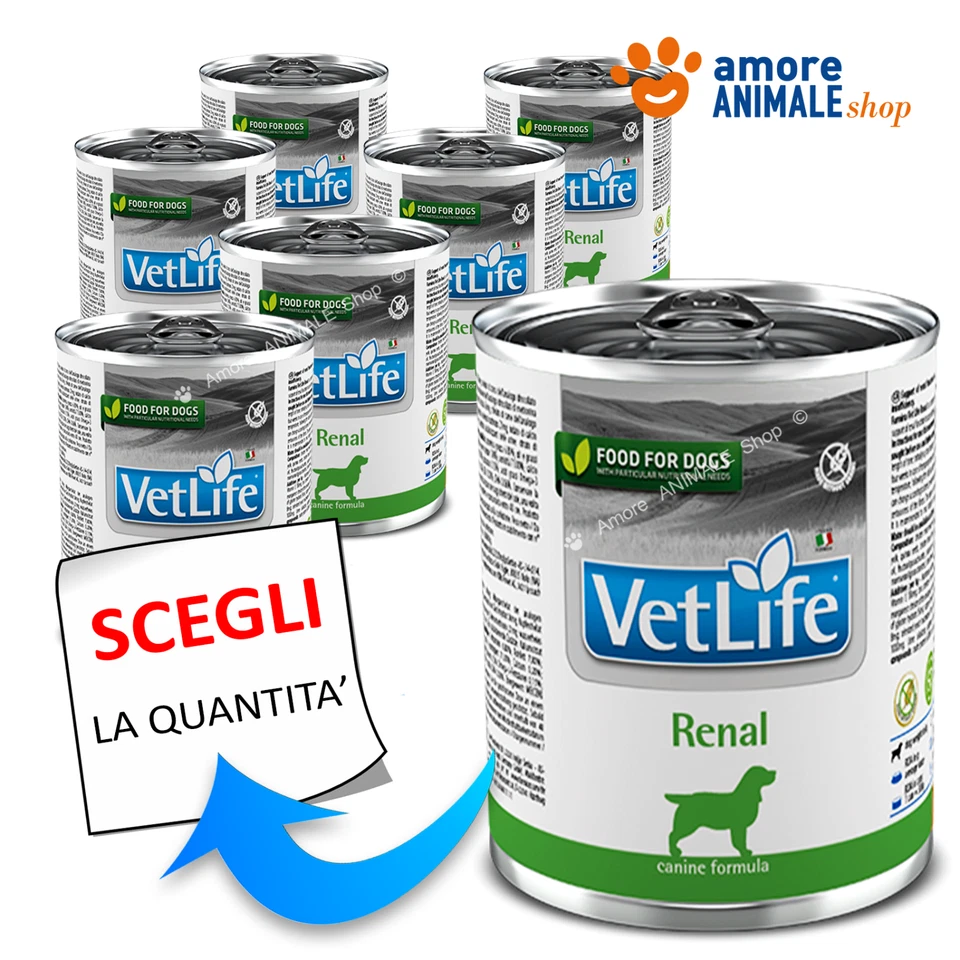 Farmina Dog VET LIFE - RENAL → Lattine da 300 gr - Umido Cane, Cani
