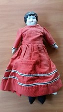ANTIQUE GERMAN BISQUE HEAD  SHOULDERS DOLL, LEATHER BODY DOLL NUMBER "2"