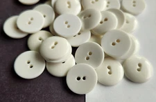 12 White slightly domed 2-hole sew through buttons 3/4" 19mm 