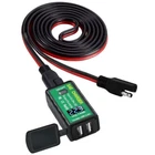 Waterproof Motorcycle SAE to Dual USB Charger Port Voltmeter Adapter ATV UTV