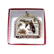 Florida State Brass Ornament Everglades Tallahassee Orlando Key West Miami Gator