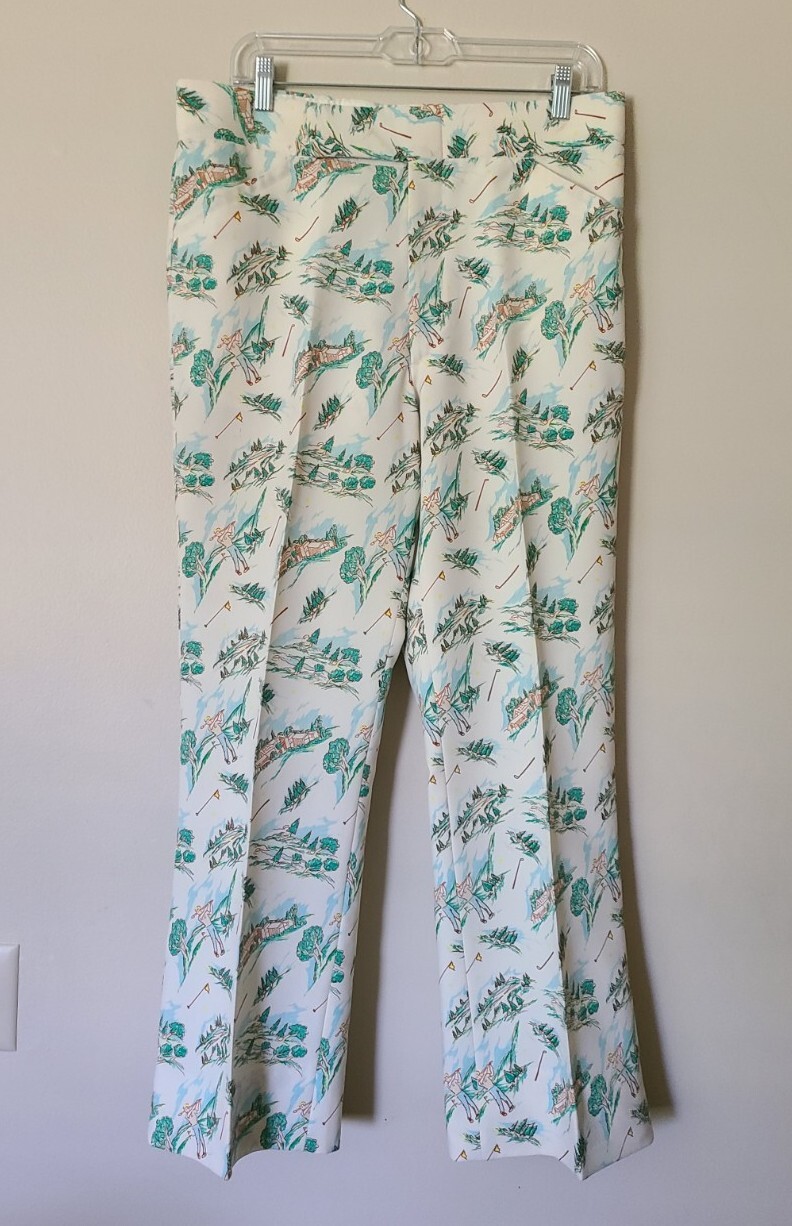 Men's Vintage Golf Pants with Golf Course Print by Englund's Size 34 x