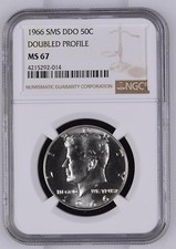 1966 SMS Half Dollars Kennedy Clad NGC MS-67 SMS DDO DOUBLED PROFILE