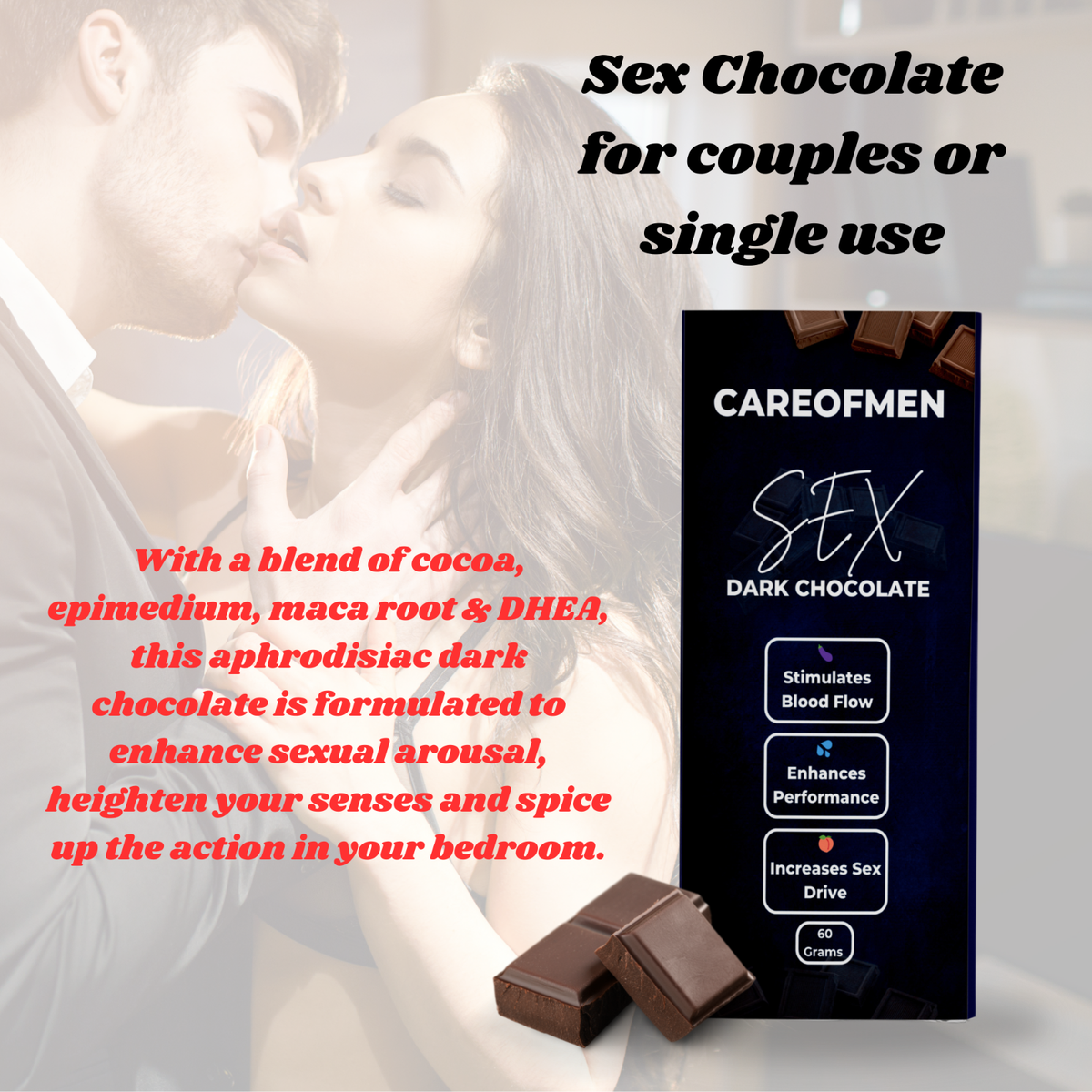 Dark Chocolate Sexual Bars Tabs Better Sex Perform For Men & Women