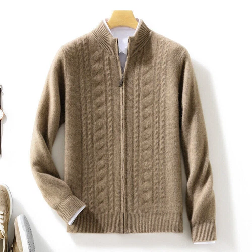 Maglione uomo autunno misto lana maglione spesso cerniera cardigan business giacca - Foto 2 di 25