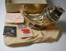 New NOS Antique EVANS Brass Cornucopia Lighter in Original Box & Flannel Bag