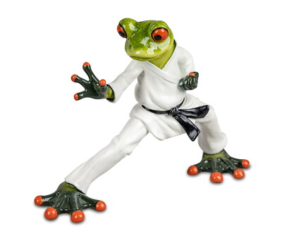 Frosch Judo Karate Kung Fu Kämpfer Lurch Deko Tier Figur Skulptur König Gecko