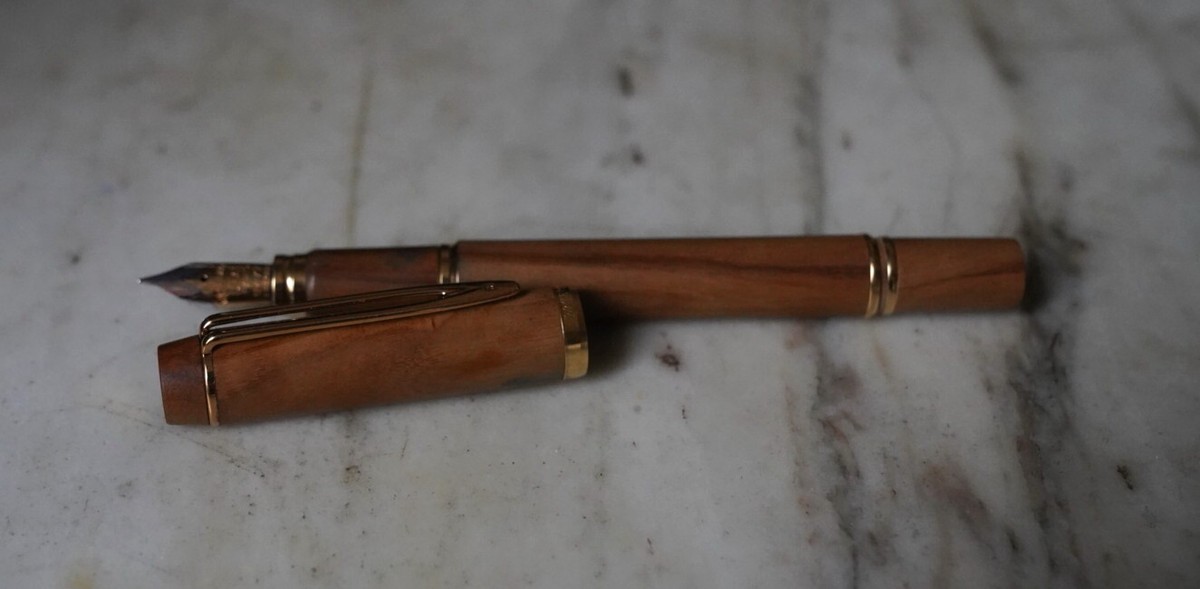 Stylo Plume Waterman Man 100 Bruyère - Plume En Or Massif 18 Carats - Version Rare En Bois - Occasion De Collection