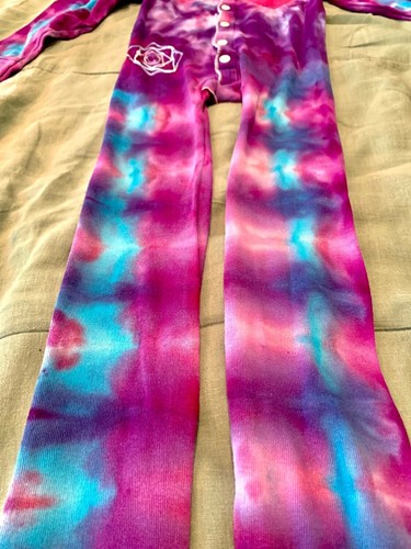 Kids Tie Dye Union Suit Long Johns Hippie Kid Size 10/12 Medium - Picture 4 of 4