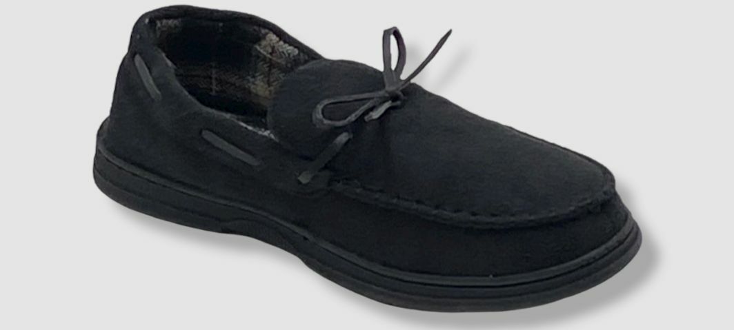 PANTOFOLA D’ORO $38 Gold Men Black Slip On Moccasin Memory Foam Indoor Outdoor Slippers 7 8